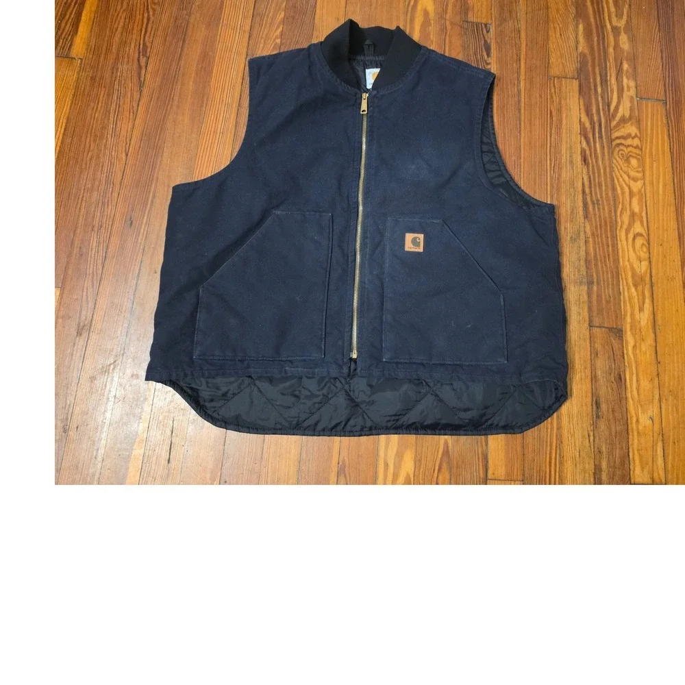 Carhartt VTG Sandstone Duck Vest Mens 2X Midnight Navy Quilted Insulated